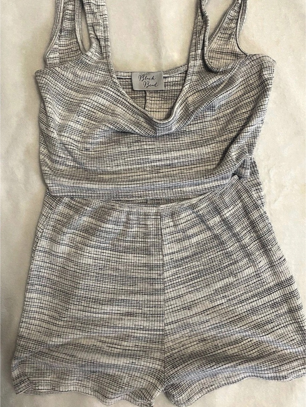 Free People Checkered Romper in Gray & White Like New
